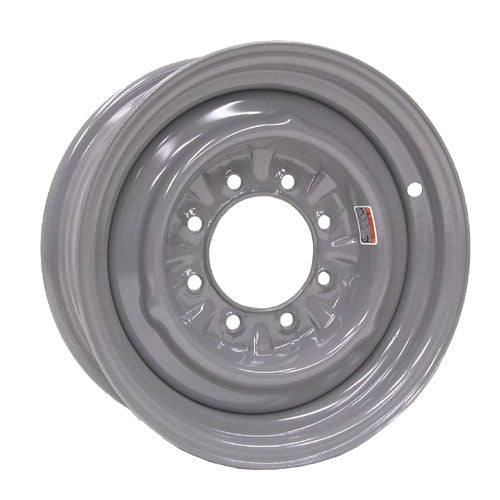 16" 8 bolt Silver Conventional Steel Trailer Rim