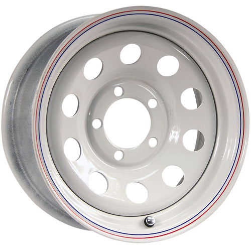 MODULAR WHITE STEEL RIM 14" X 6" (BOLT PATTERN 5X4.5" OFFSET: 0 PILOT: 3.19")