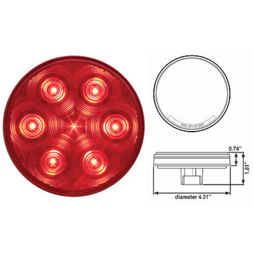 LED 4" ROUND SEALED LAMP RED