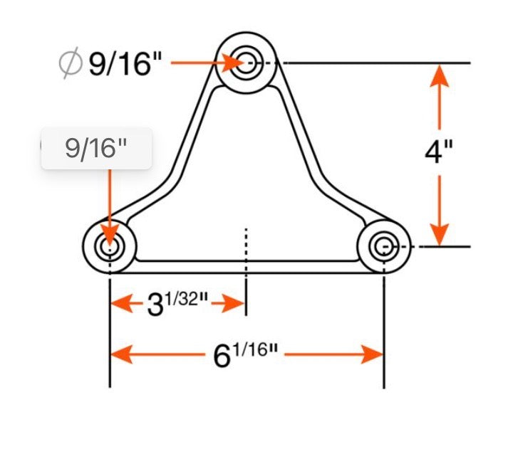 Cast Equalizer, 6 x 4", 9/16" Nylon Bushings, 3.5K