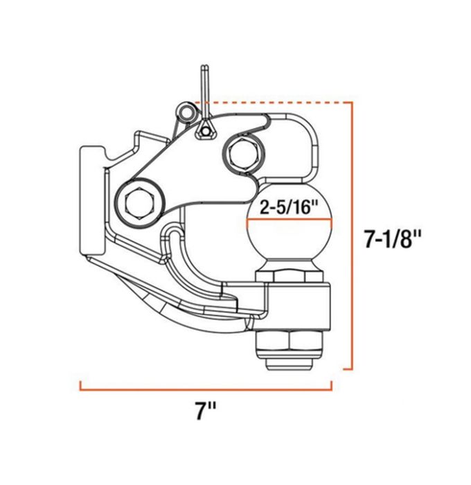 PINTLE & BALL 2-5/16" 8 TON W/ HARDWARE TONGUE WEIGHT: 3,000 LBS